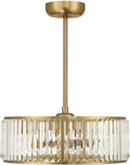 Savoy House 23-FD-245-322 Janus Fandelier Luxe Crystal Drum Chandelier Ceiling Fan with Light and Remote, 6-Light 48 Total Watts, 10' H x 23' W, Warm Brass
