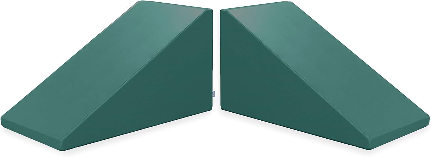 Foamnasium Mega Wedge Set, Indoor Foam Playset, 2 Piece Soft Toddler and Active Kids Play Foam Climber for Crawling, Climbing, Sliding and Jumping, Made in The US, Enhanced Emerald