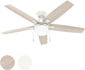 Hunter Fan 52 Inch Fresh White Indoor Ceiling fan with LED Light and Pull Chain for Bedroom, Living Room, Office, Basement, Kitchen, Dining Room (Renewed), CC5C27C73