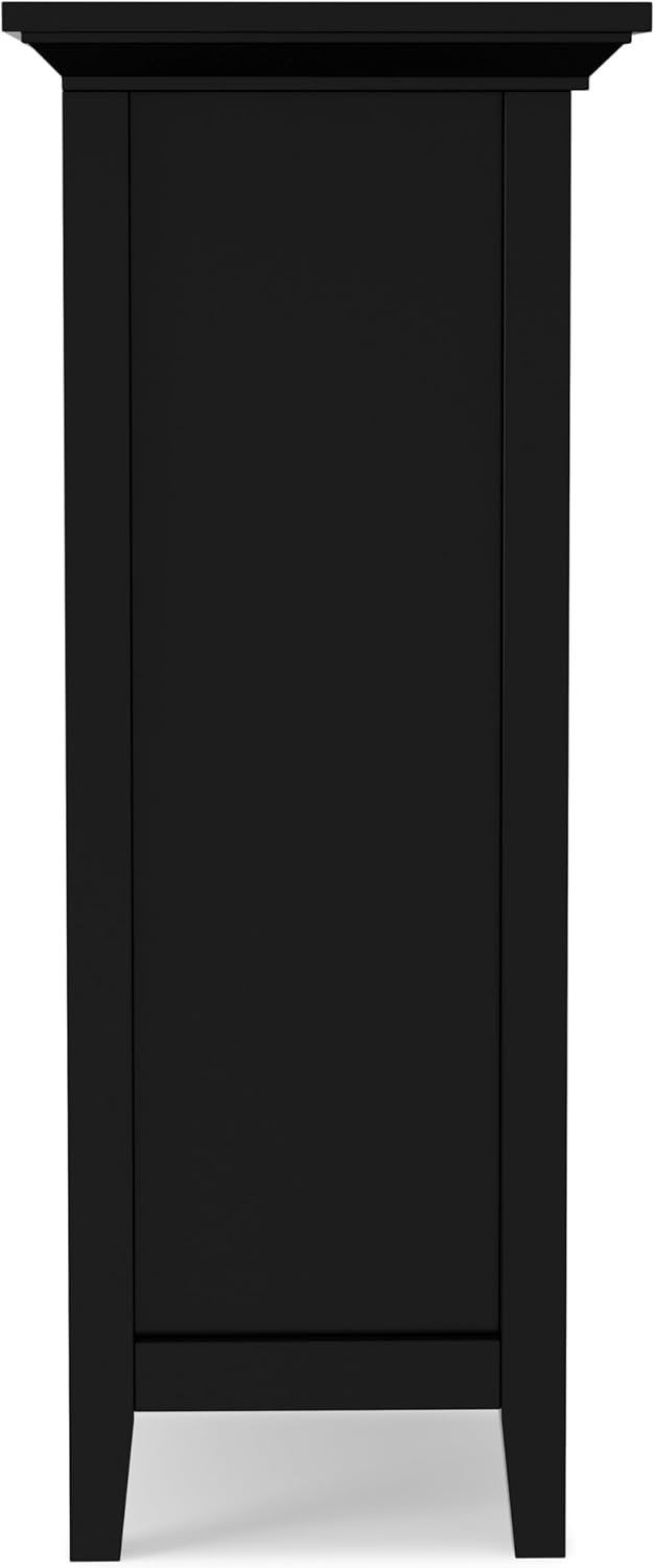 SIMPLIHOME Redmond Storage Cabinet - 39 inch Wide Solid Wood Medium Storage Cabinet in Black, Transitional Accent Cabinet for Entryway or Living Room with 4 Drawers and Cabinet Storage