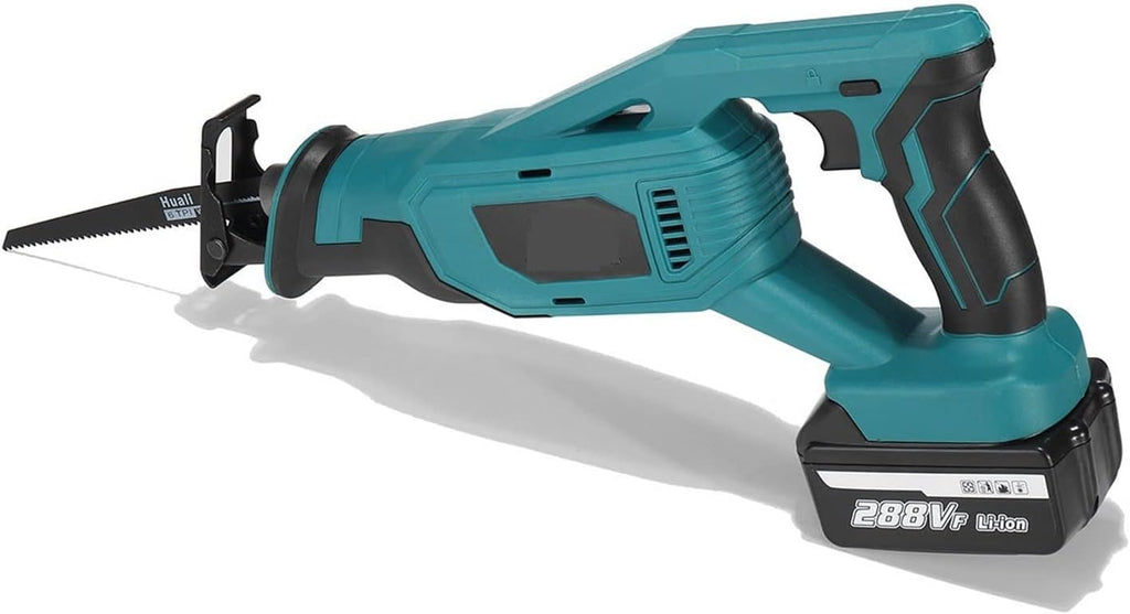 1500W 288VF Cordless Reciprocating Saw Electric Metal Wood Cutting Tool For 18V Battery With Blades 1/2PC Li-ion Battery,DIY Tools(2 battery)