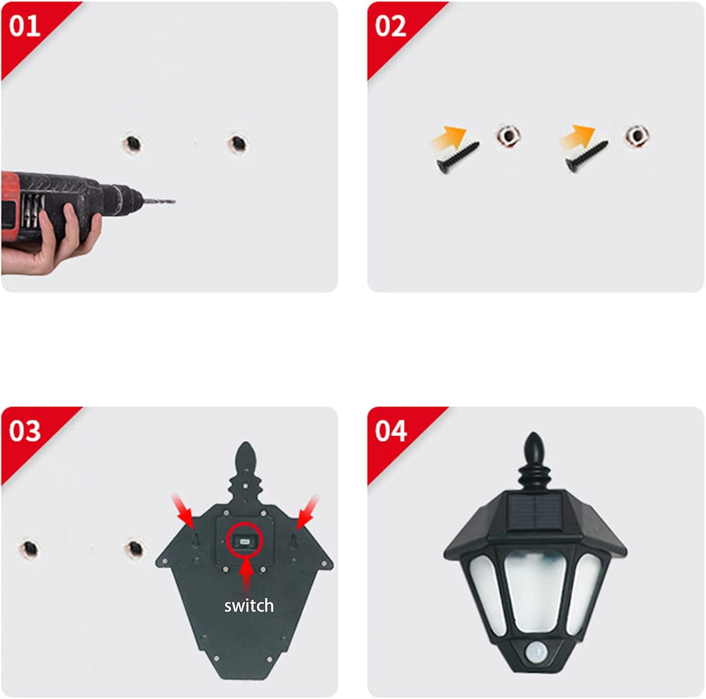 Smart Solar Light Outdoor with Motion Sensor Outside Wall Lights LED Waterproof IP65 Wall Sconce Lamp 3000K Warm White for Porch Garage House Front Door Corridor Illumination