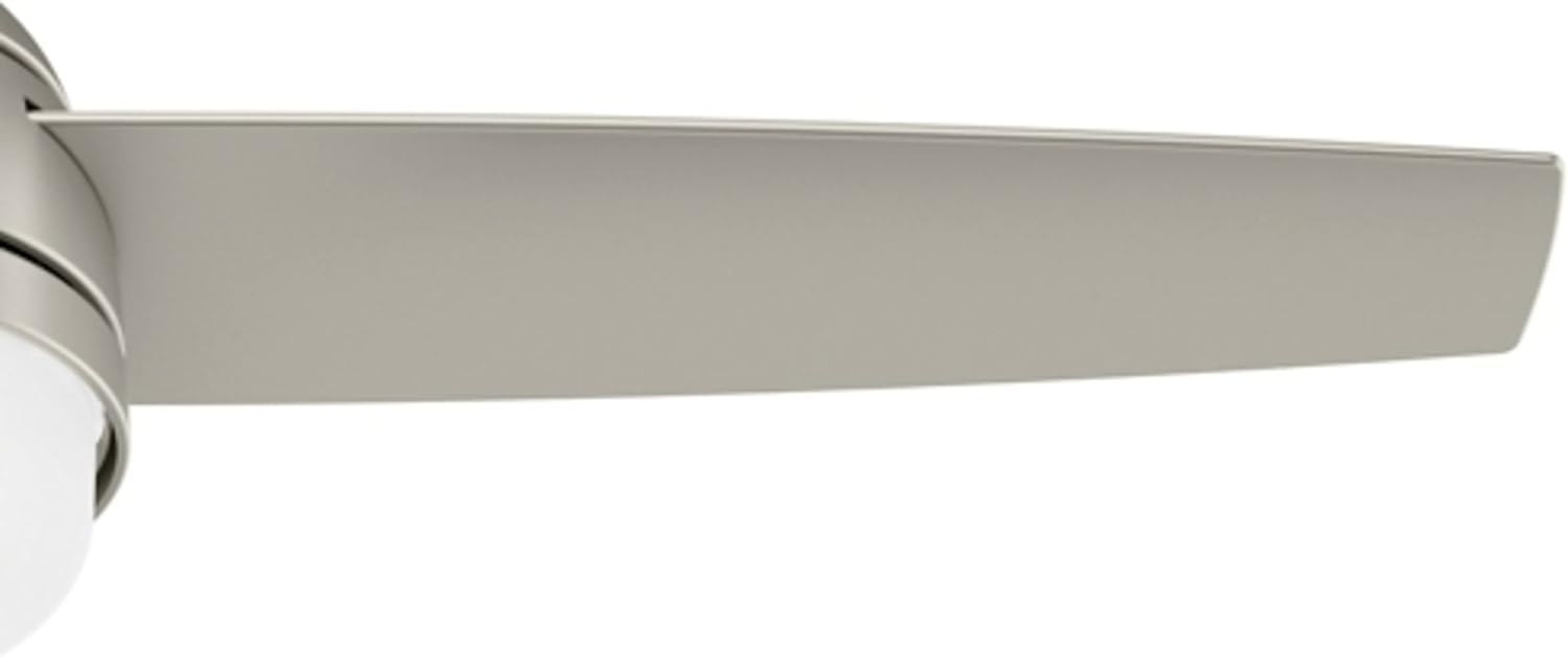 Hunter 48 inch Indoor Ceiling Fan with LED Light and Remote Control - Standard Mount Ceiling Fan, 3 Blades, For Bedroom, Living Room, or Kitchen, Quiet - Midtown 54212, Matte Nickel