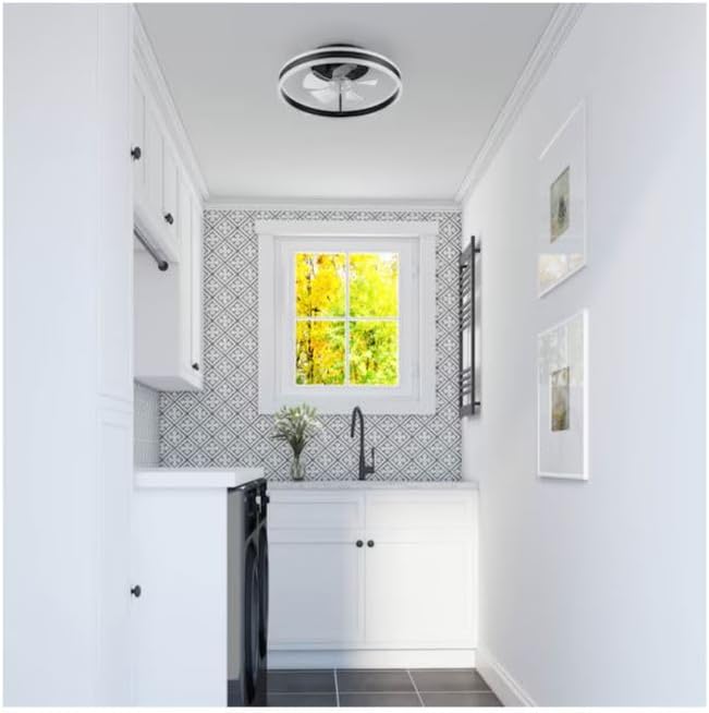 Harbr Breeze Edenmore 20-in Color-Changing Integrated LED Flush Mount Matte Black with Clear Blades Fandelier Ceiling Fan with Light - Remote Included (5 -Blade)