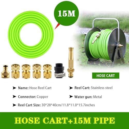 Stainless Steel Garden Hose Reel Cart with Cover, Wall-Mounted Hose Organizer for Car Washing & Gardening, Essential Outdoor Watering Equipment (Silver, DN15*4)