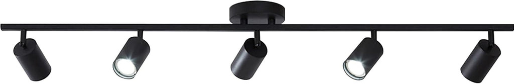 KCO Lighting 5 Light LED Track Lighting Adjustable 5 Way Ceiling Mount Spotlights Matte Black for Kitchen Gallery Dining Room (5-Light)