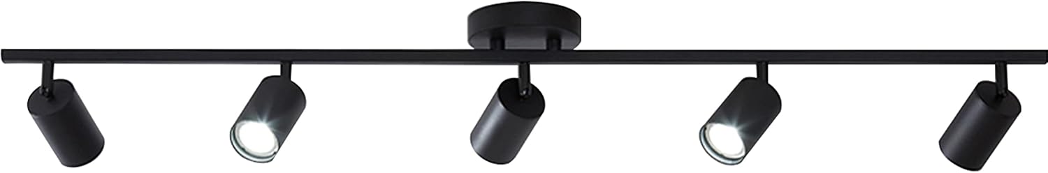 KCO Lighting 5 Light LED Track Lighting Adjustable 5 Way Ceiling Mount Spotlights Matte Black for Kitchen Gallery Dining Room (5-Light)