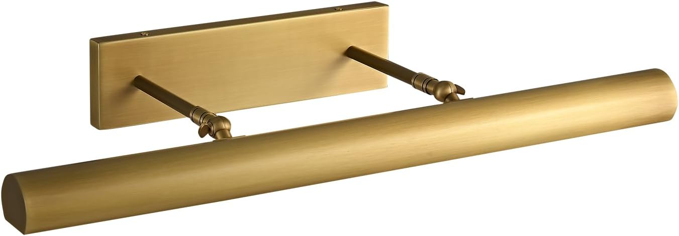 Hardwired Rotatable Brass Picture Light – Gold Wall Art Light for Paintings, Portraits & Photo Frames, Wall-Mounted LED Lighting for Artwork Display (Brushed Brass, 30 in-Picture-Light)