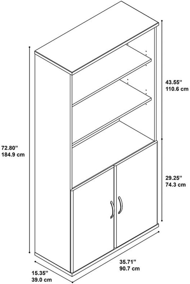 Bush Business Furniture Series C 36W 5 Shelf Bookcase with Doors in Mocha Cherry