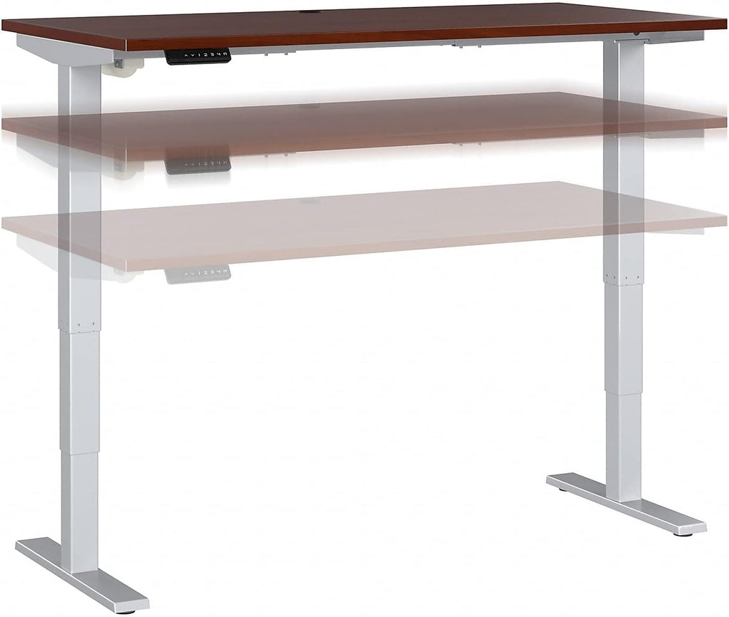 Bush Business Furniture 60-inch Electric Height Adjustable Standing Desk, Ergonomic Sit-Stand Computer Table for Home and Professional Office, Move 40 Series, Hansen Cherry with Metallic Gray Base