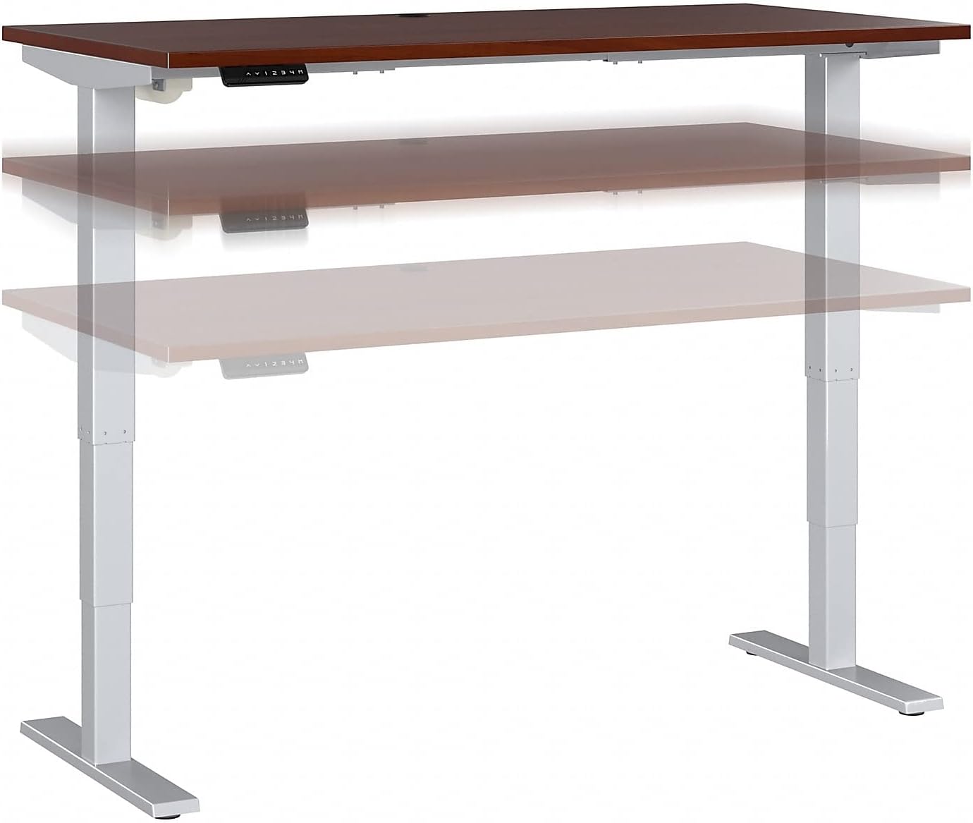 Bush Business Furniture 60-inch Electric Height Adjustable Standing Desk, Ergonomic Sit-Stand Computer Table for Home and Professional Office, Move 40 Series, Hansen Cherry with Metallic Gray Base