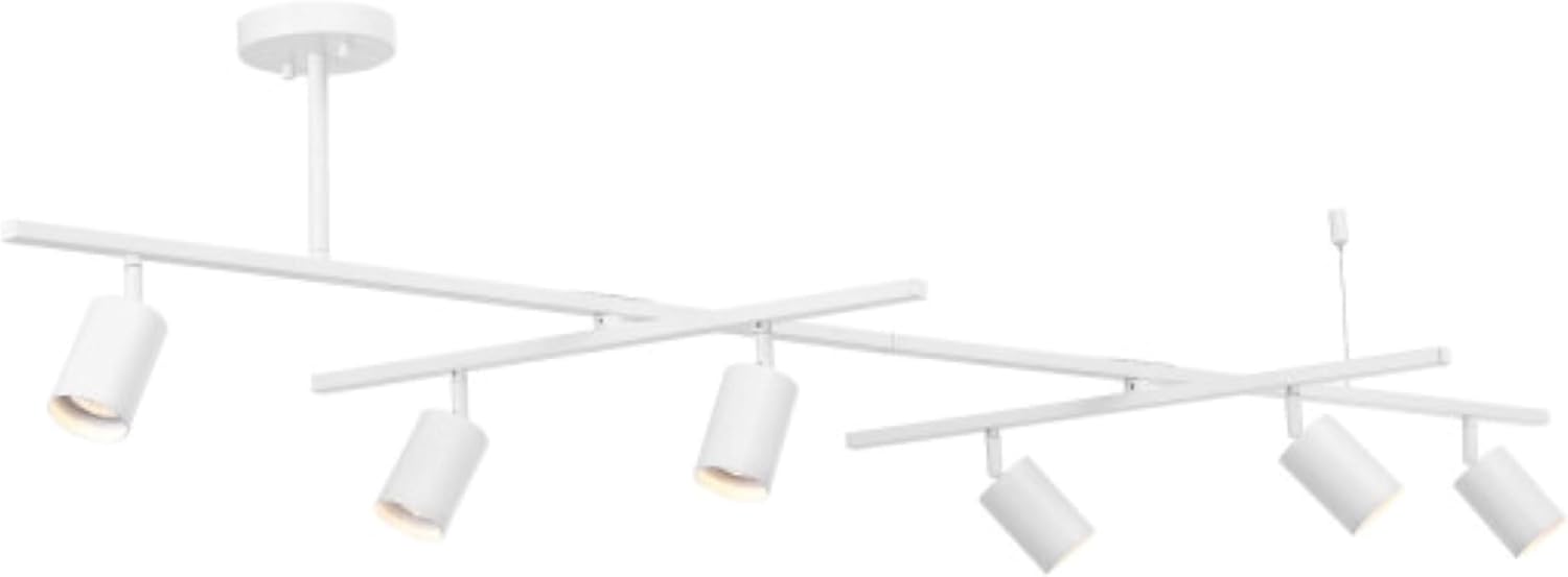 Globe Electric West 64' 6-Light Track Lighting, Matte White, Center Swivel Bars, Bulb Not Included