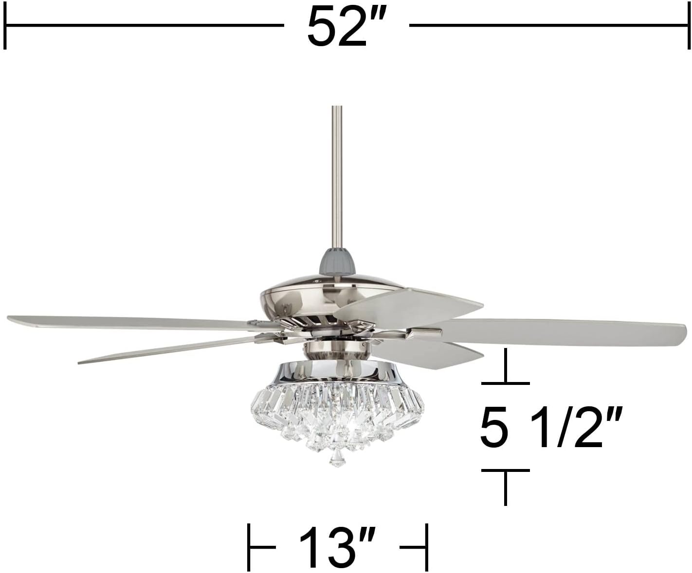 Casa Vieja 52' Journey Modern Indoor Ceiling Fan with LED Light Dimmable Remote Control Brushed Nickel Balde Clear Crystal Ball Strand for House Bedroom Living Room Home Kitchen Dining