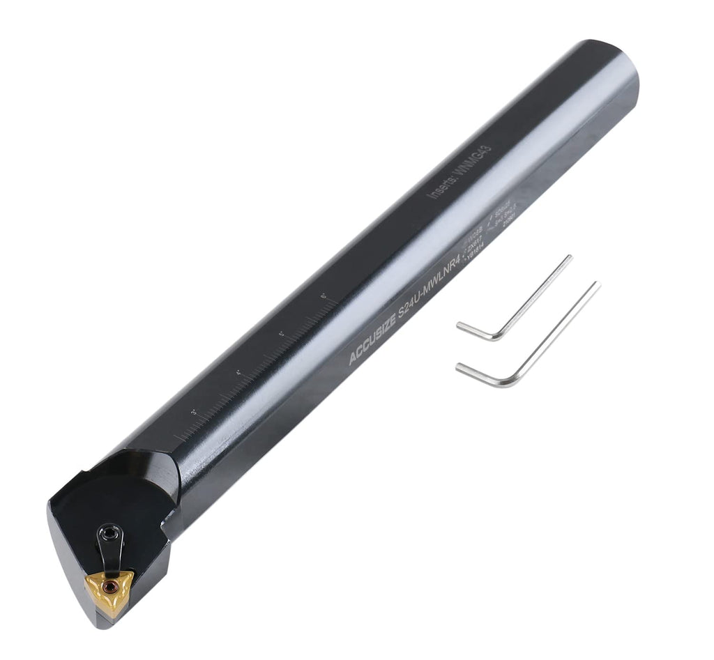 Accusize 1-1/2' x 14' OAL RH S-MWLN Heavy-Duty Boring Bar, 0028-1972 | Right Hand, 1-1/2' Shank, 14' OAL, 2' Min Bore, WNMG43 Carbide Insert, Oxide Body