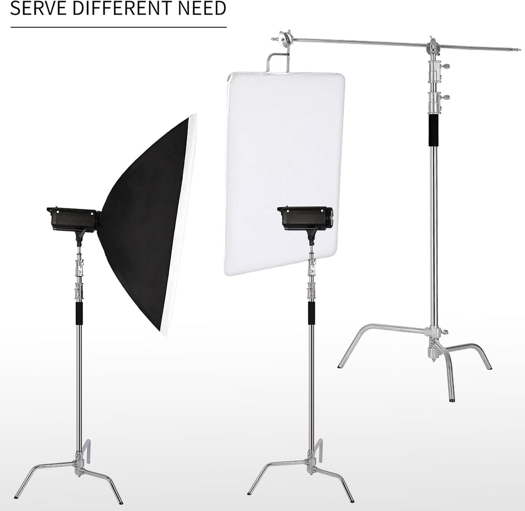 2-Packs Heavy Duty C Stand with Wheel and Boom Arm Adjustable 10.8ft Stainless Steel Reflector Light Stand C-Stand with Grip Head&Sandbag&Clamps&Strong Carry Bag for Photography Studio Video Shooting