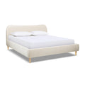 Jennifer Taylor Home Roman Curved Headboard Upholstered Platform Bed, King, Oatmeal Light Beige Chenille