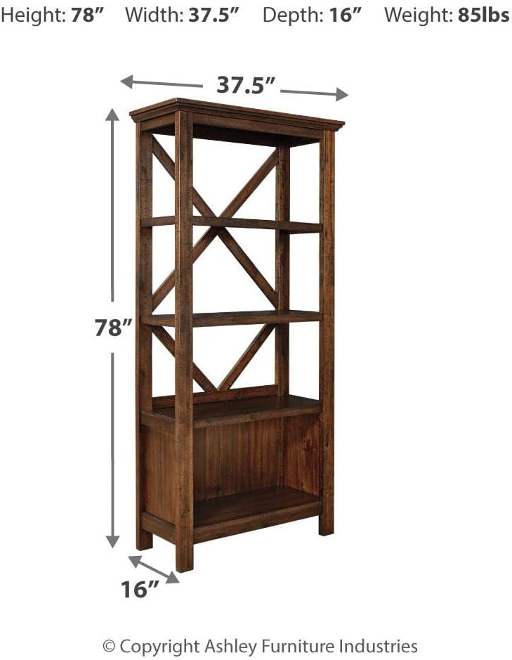 Signature Design by Ashley Baldridge Rustic 78' Bookcase with 4 Shelves, Distressed Brown