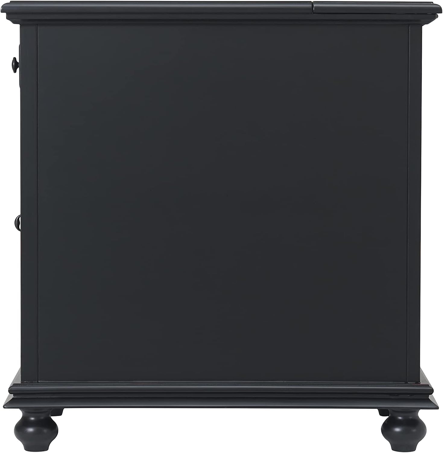 Martin Svensson Home Elegant Chairside End Table with Power — 24″W x 16″D x 25″H, Antique Black — Transitional Painted Accent Table with Flip-Top USB Charging, Drawer & Cabinet Storage
