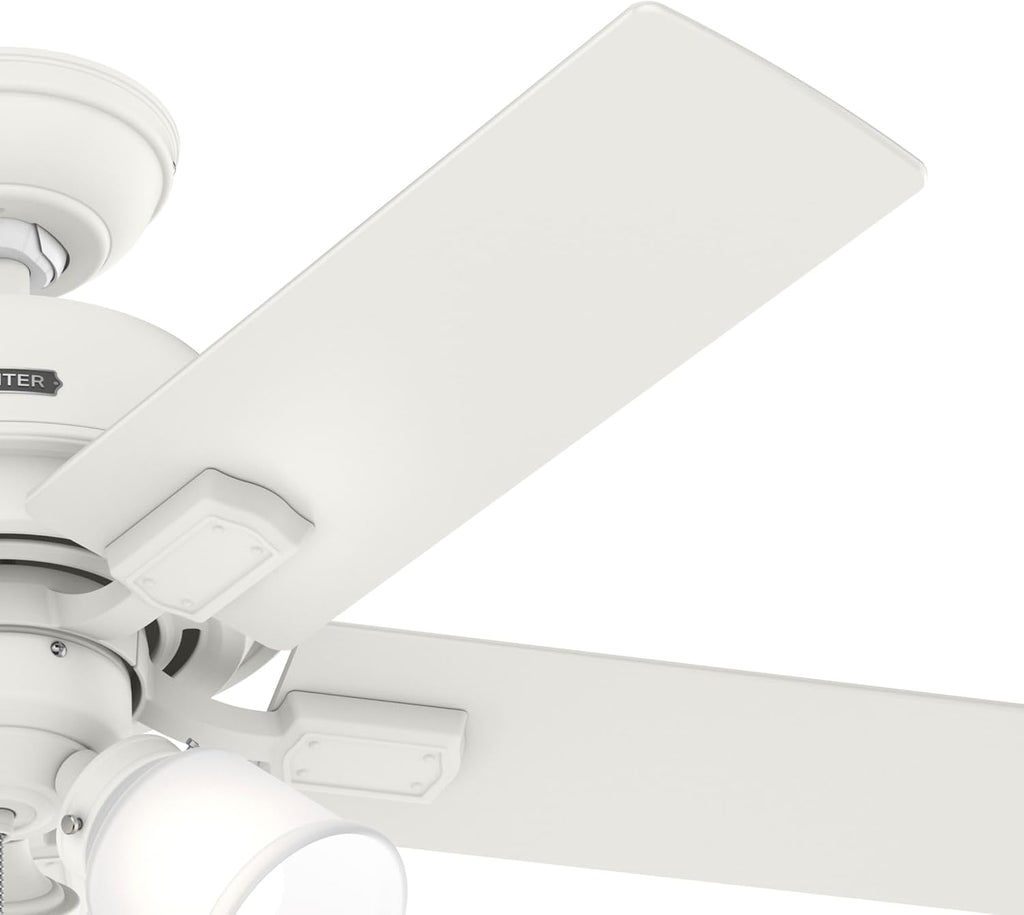 Hunter Fan 44 inch White Indoor Ceiling Fan with Lights and Pull Chain for Bedroom, Living Room/Family Room, Dining Room, Kitchen, Office (Renewed)