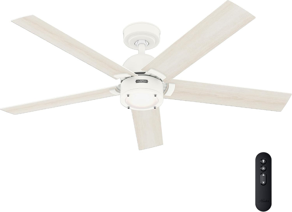 Hunter Fan 52 Inch Fresh White Indoor Ceiling fan with Light and Remote for Bedroom, Living Room, Office, Kitchen (Renewed)