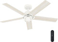 Hunter Fan 52 Inch Fresh White Indoor Ceiling fan with Light and Remote for Bedroom, Living Room, Office, Kitchen (Renewed)