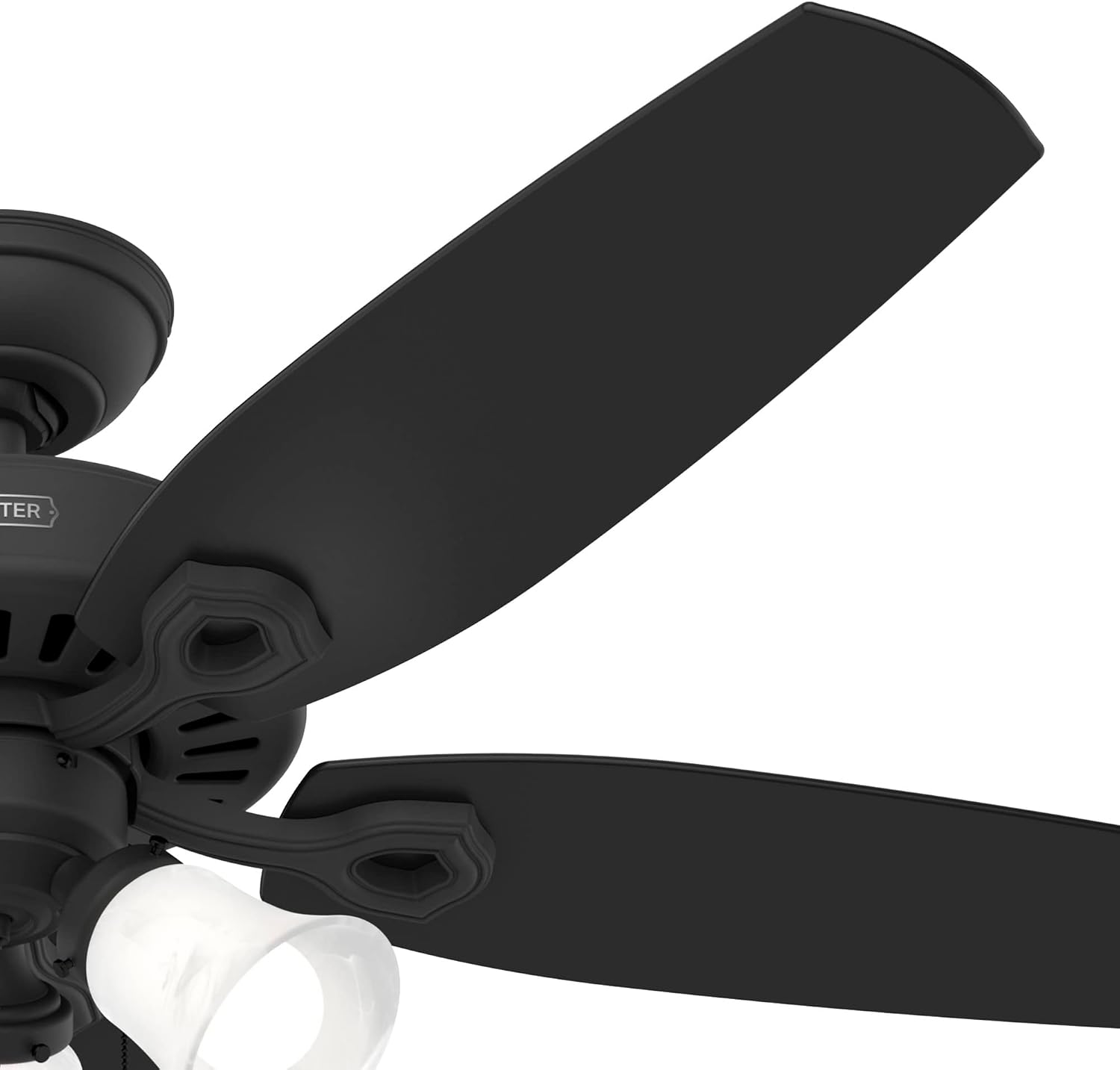 Hunter 52 inch Indoor Ceiling Fan with LED Lights - Black Ceiling Fan with Pull Chain, For Bedroom or Living Room, Standard Mount, No Remote, 5 Blades, Includes Bulbs- Builder Plus 52387, Matte Black