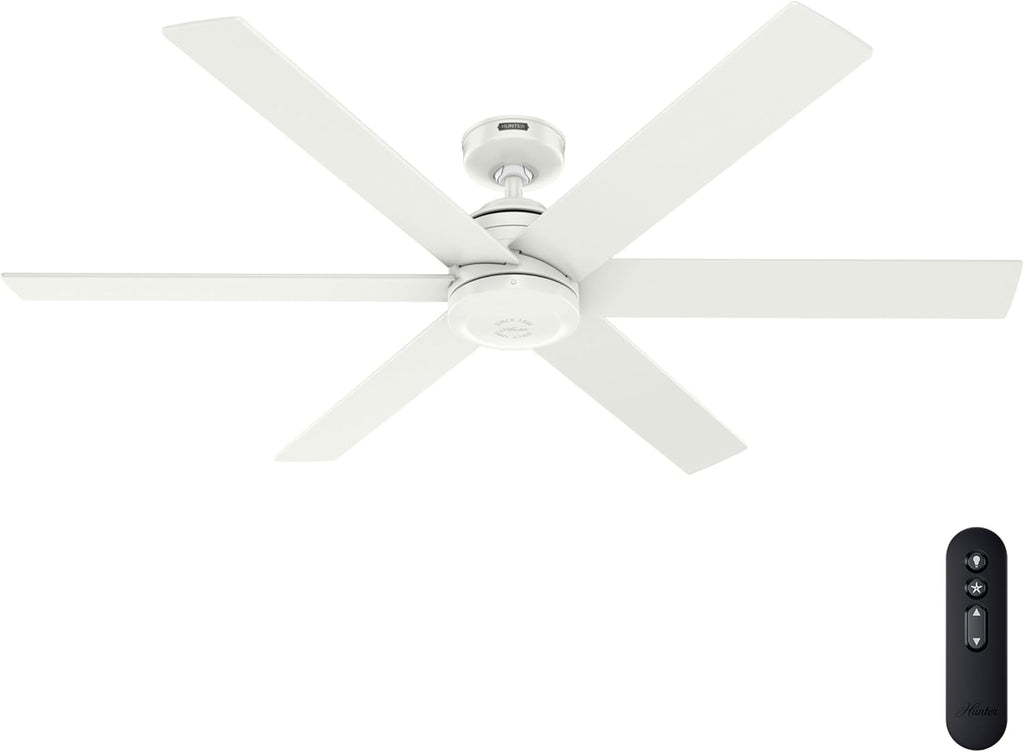 Hunter Fan 60 inch Fresh White Indoor/Outdoor Ceiling Fan with Remote Control for Living Room, Bedroom, Farmhouse, Patios, Kitchen (Renewed), CC5C27C67