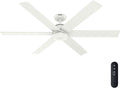 Hunter Fan 60 inch Fresh White Indoor/Outdoor Ceiling Fan with Remote Control for Living Room, Bedroom, Farmhouse, Patios, Kitchen (Renewed), CC5C27C67