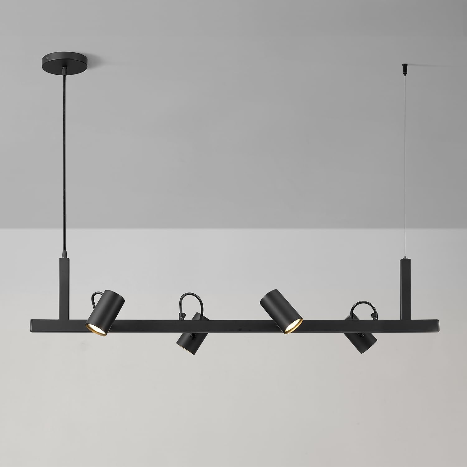 Globe Electric Suspended Track Lighting, 4-Light Adjustable Hanging Track Bar, Matte Black 40-Inch Dimmable Fixture for Modern Kitchen & Ceiling Lighting