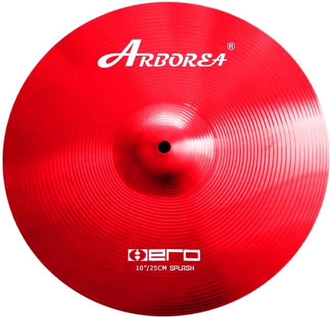 Arborea Cymbal Set for Drummer 7 pcs Red Hero Series Include 14'Hihats 16'Crash 20'Ride Bonus 10' Splash 16'Ozone Stacker 18' China Cymbal Plus Bag