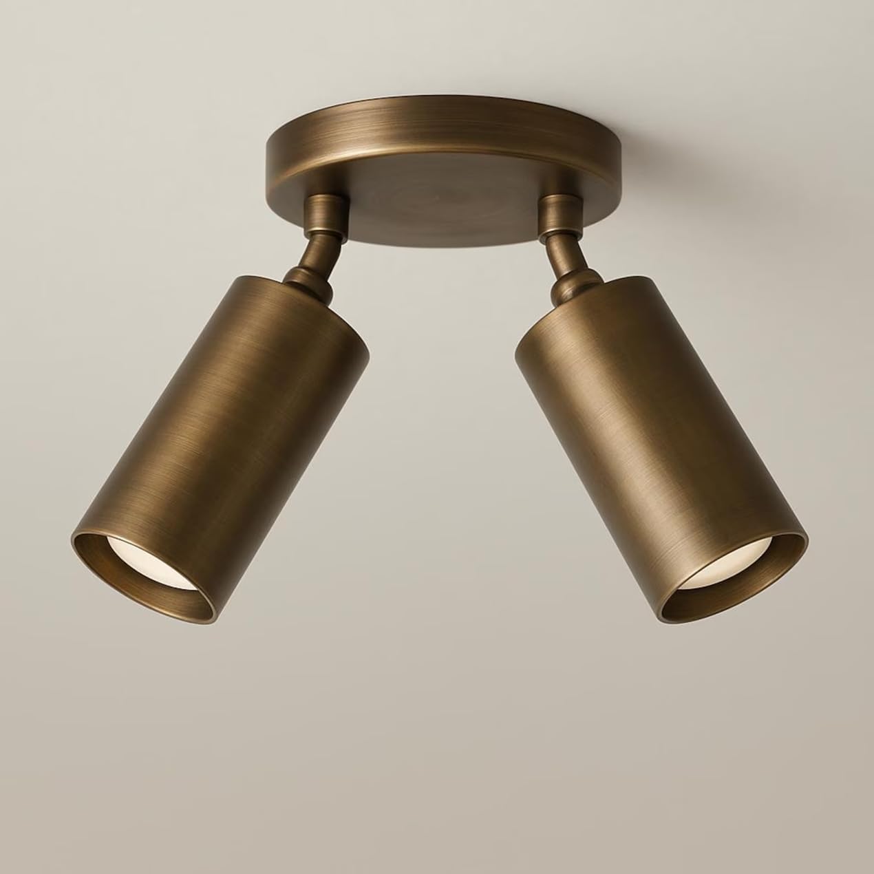 Modern Brass Adjustable Ceiling Spotlight – 2 Light Directional Ceiling Fixture, Dual Head Metal Spot Light for Living Room Bedroom Hallway Kitchen Indoor Lighting (Oil Brass)