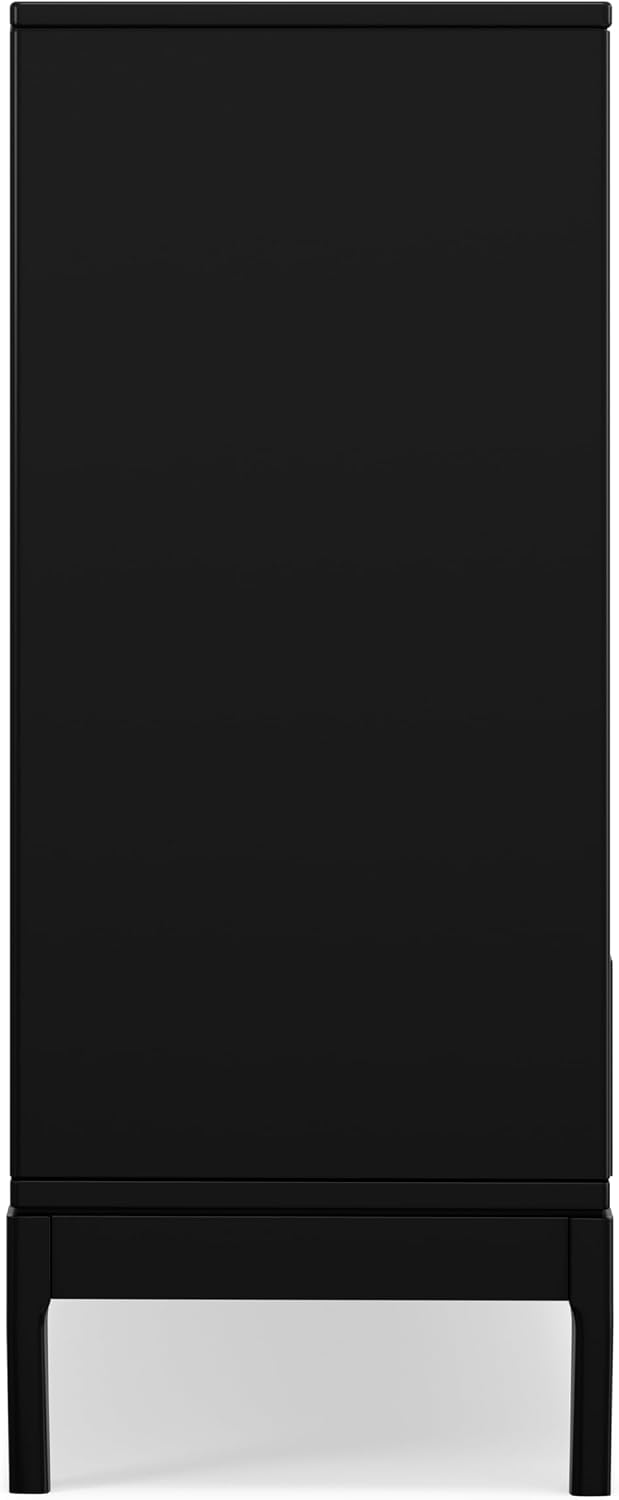SIMPLIHOME Harper Medium Storage Cabinet - 48 inch Wide Solid Hardwood Sliding Door Cabinet in Black, Mid-Century Modern Cupboard for Living Room or Entryway with 3 Drawers and Tapered Legs
