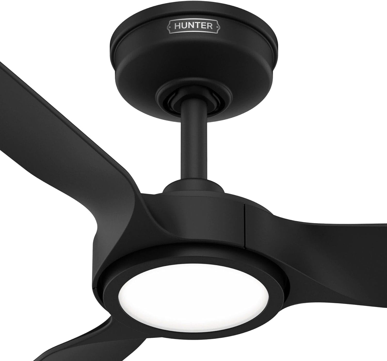Hunter Fan Outdoor or Indoor Ceiling Fan, 52 in White Ceiling Fan with Light and Remote for Patios, Living Room, Bedroom, Porch, Garage, 3 Blades (Renewed) (Matte Black)