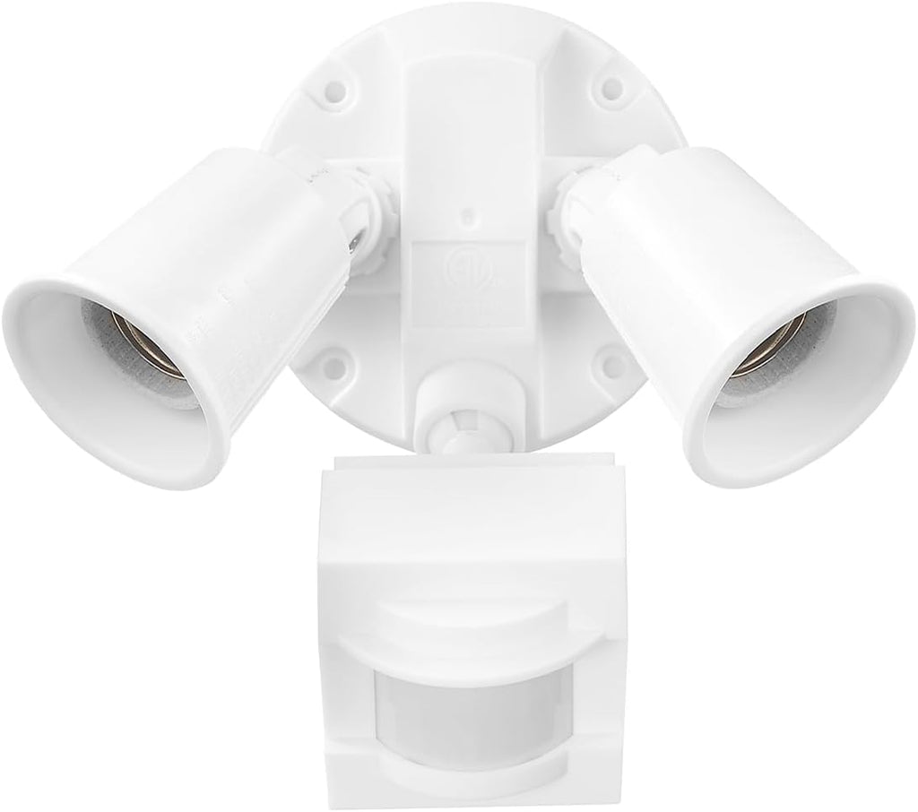 GLOBE Electric 17000269 110-Degree 240 W Twin Head White Hardwired Motion Sensor Security Flood Light, Spotlight, Outdoor, Outside House Lights (Pack of 12)