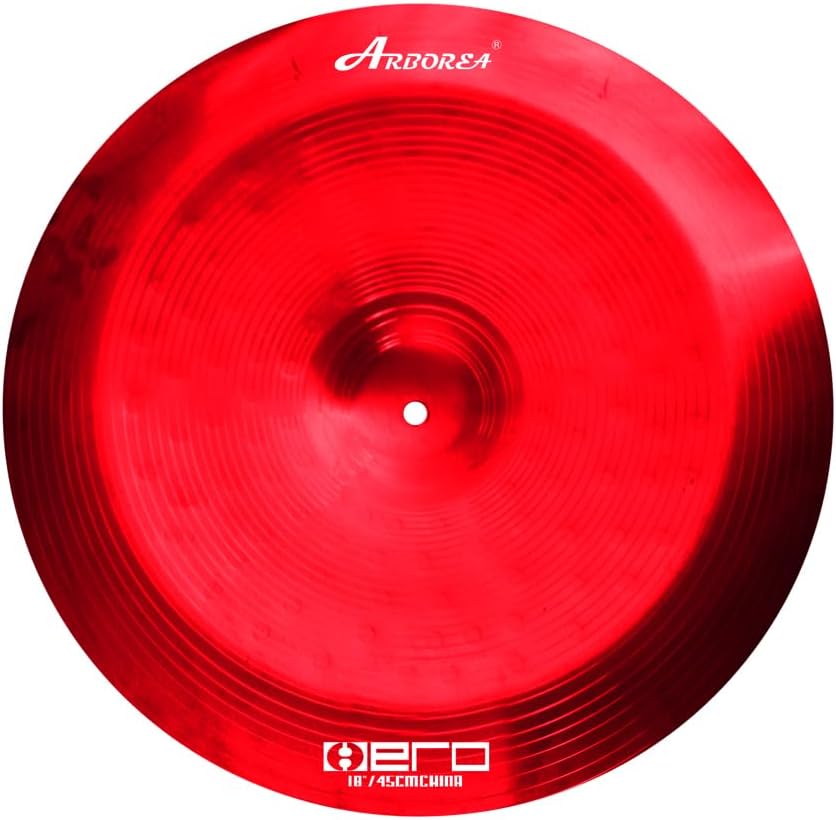 Arborea Cymbal Set for Drummer 7 pcs Red Hero Series Include 14'Hihats 16'Crash 20'Ride Bonus 10' Splash 16'Ozone Stacker 18' China Cymbal Plus Bag