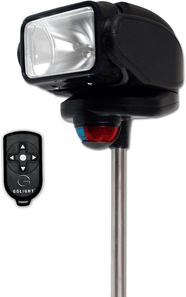 Golight | Gobee Spotlight Stanchion Mount LED Halogen Light Technology With 360 Rotation/Wireless Remote Control- Black