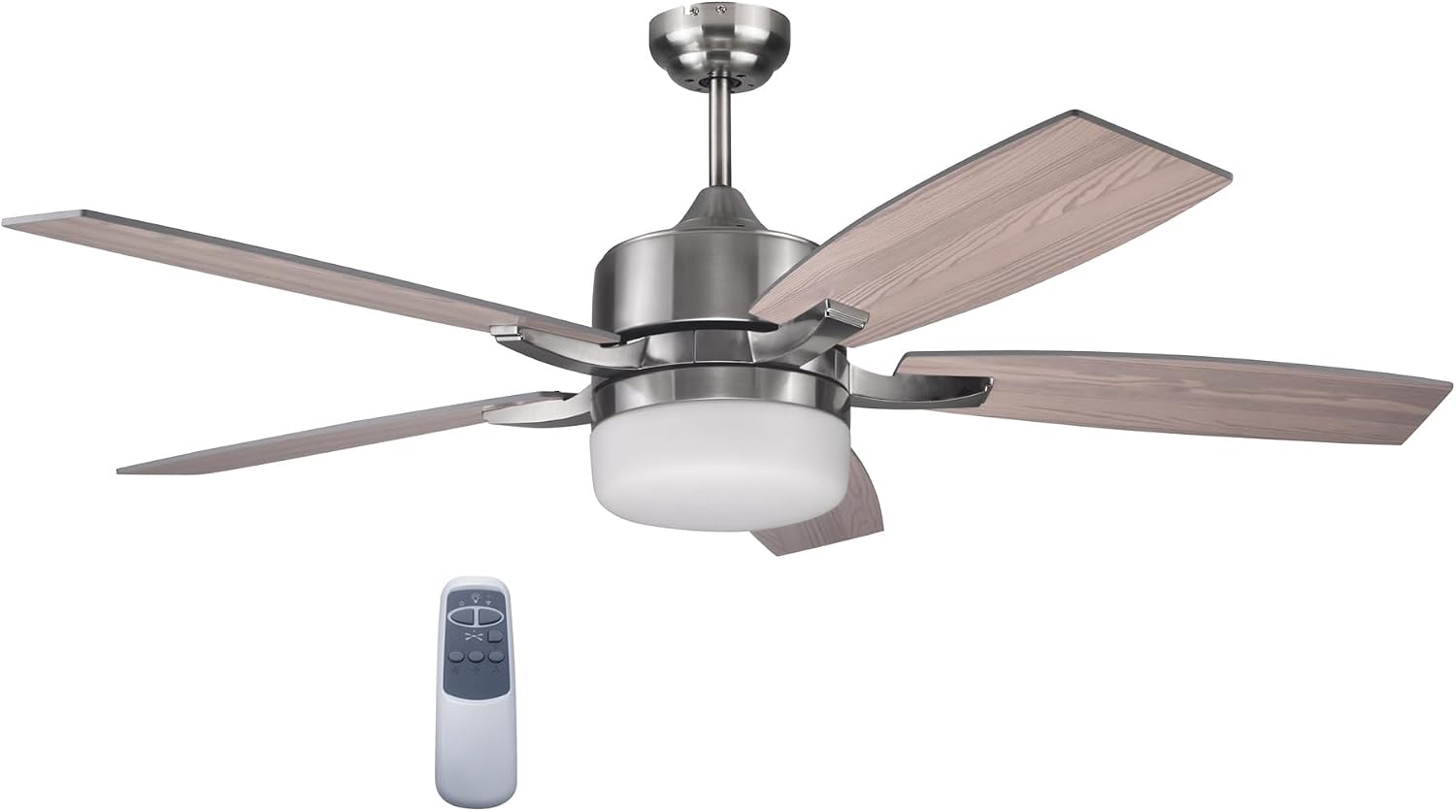 Design House 156621-BN Grayson 52-inch Five Blade Contemporary Indoor Ceiling Fan with LED Light Kit and Remote Control, Brushed Nickel