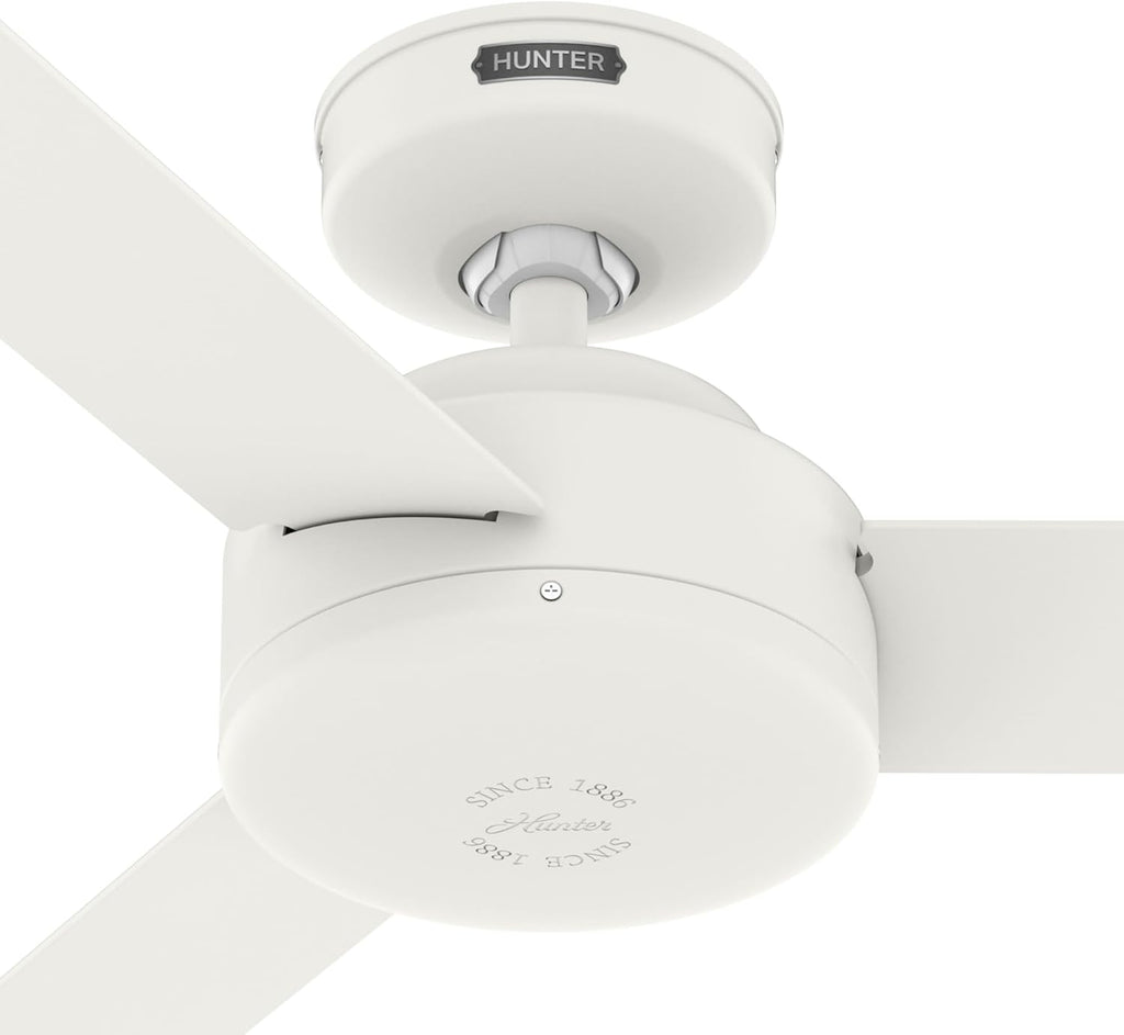 Hunter Fan 44 inch Indoor Ceiling Fan with No Light, White Ceiling Fan, 3 Blades, For Kids Room, Home Office, Living Room or Kitchen (Renewed)