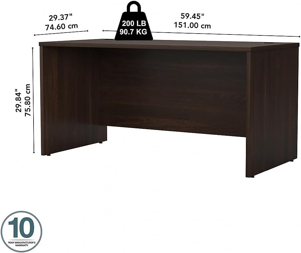 Bush Business Furniture Studio C 60W x 30D Office Desk in Black Walnut, Computer Table for Home or Professional Workspace