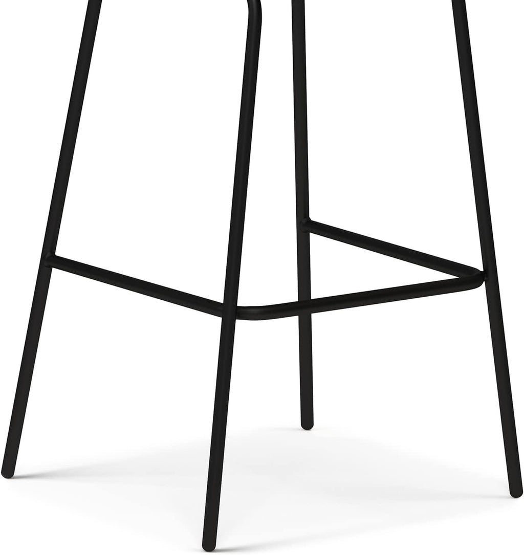 SIMPLIHOME Jolie Contemporary 28 inch Bar Stool (Set of 2) in Camel Brown Vegan Faux Leather for the Dining Room and Kitchen