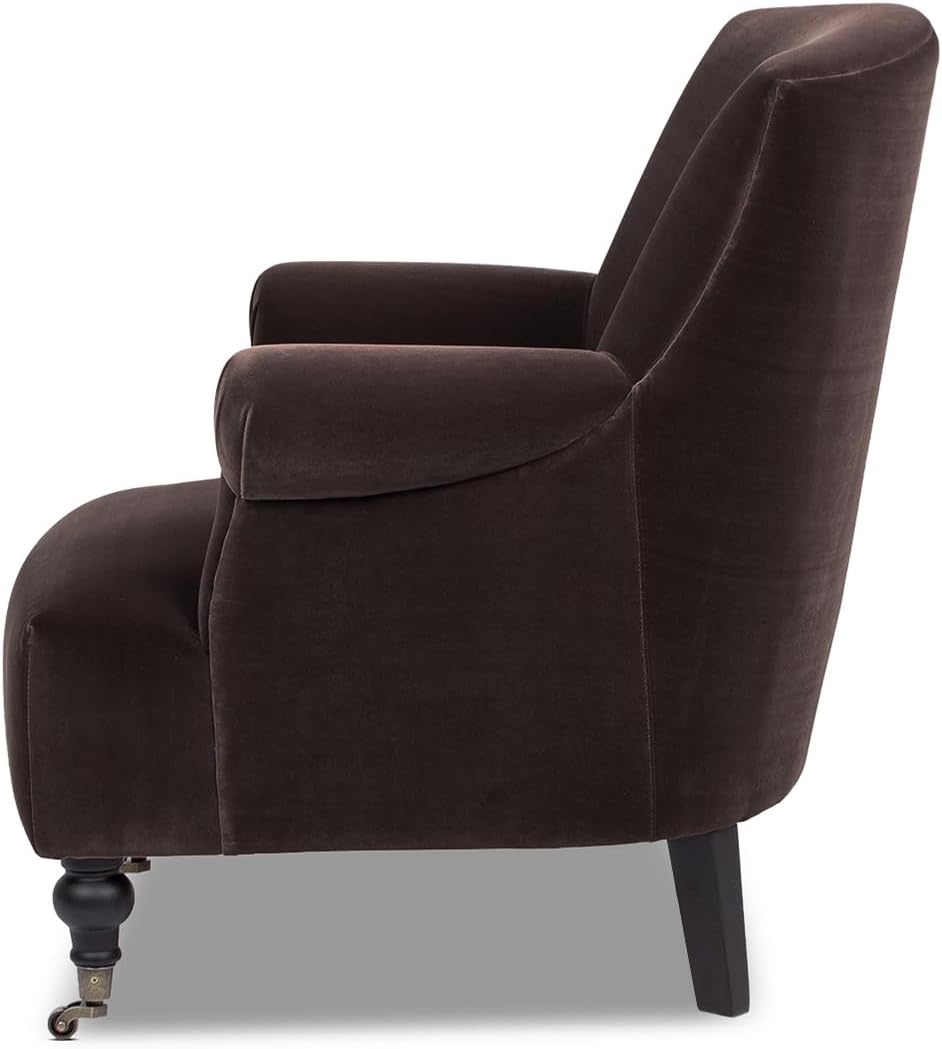 Jennifer Taylor Home Eloise 30' Pleated Sock Arm Accent Armchair, Deep Brown Performance Velvet