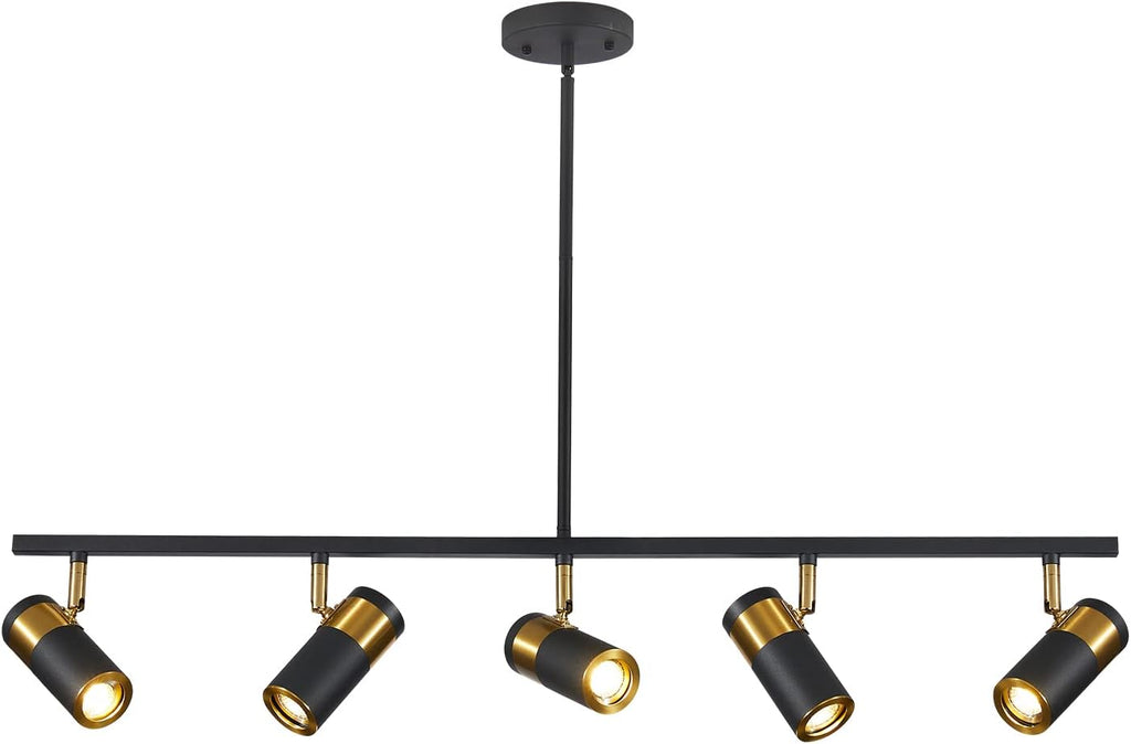 5-Light Ceiling Track Lighting Adjustable LED Track Lighting Kit Gold and Black Industrial Ceiling Spot Lighting for Kitchen Farmhouse Accent Lighting…