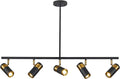 5-Light Ceiling Track Lighting Adjustable LED Track Lighting Kit Gold and Black Industrial Ceiling Spot Lighting for Kitchen Farmhouse Accent Lighting…