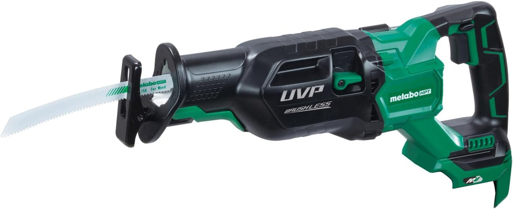 Metabo HPT 36V MultiVolt Cordless Reciprocating Saw, 4-Stage Speed Selector, 1,700 SPM to 3,000 SPM, Orbital Action, Low Vibration, Hybrid Power Option, Metal Rafter Hook, Tool Body Only, CR36DAQ4