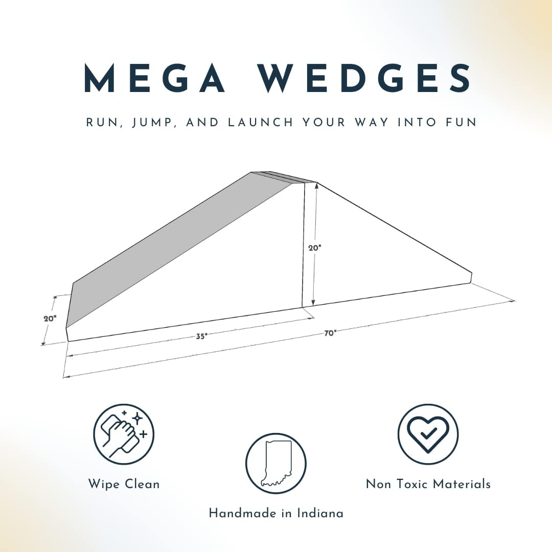 Foamnasium Mega Wedge Set, Indoor Foam Playset, 2 Piece Soft Toddler and Active Kids Play Foam Climber for Crawling, Climbing, Sliding and Jumping, Made in The US, Enhanced Slate
