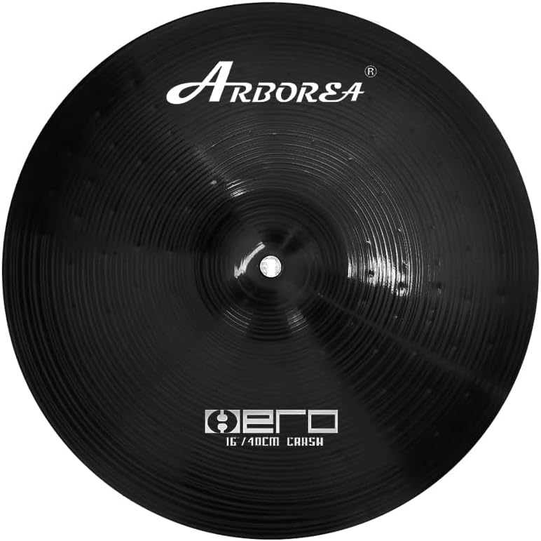 Arborea Cymbal Pack for Drum 7 pcs Black Hero Series Include 14'Hihats 16'Crash 20'Ride Bonus 10' Splash 16'Ozone Stacker 18' China Cymbal Free Cymbal Bag