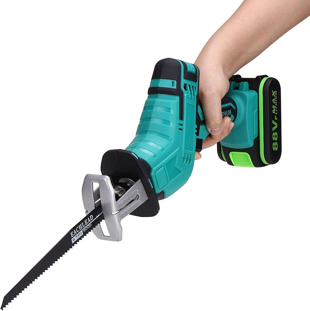 88V Cordless Reciprocating Saw Handsaw Saber Saw Multifunction Saw for Metal Wood Pipe Cutting Saw with 4 Blades Kit,2 Batteries