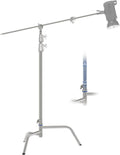 NEEWER 10.5ft Stainless Steel Heavy Duty C Stand with Boom Arm, Quick Setup Base, Thicker Center Rod Max Load 44lb/20kg, Photography Light Stand with 4.2ft Holding Arm for Monolight Softbox, SC320Q