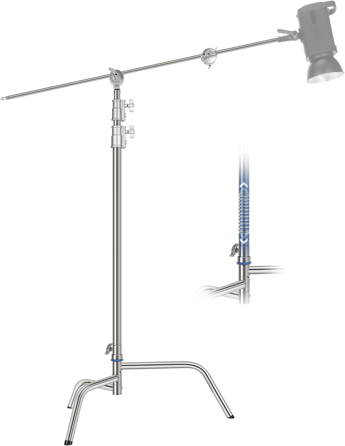 NEEWER 10.5ft Stainless Steel Heavy Duty C Stand with Boom Arm, Quick Setup Base, Thicker Center Rod Max Load 44lb/20kg, Photography Light Stand with 4.2ft Holding Arm for Monolight Softbox, SC320Q