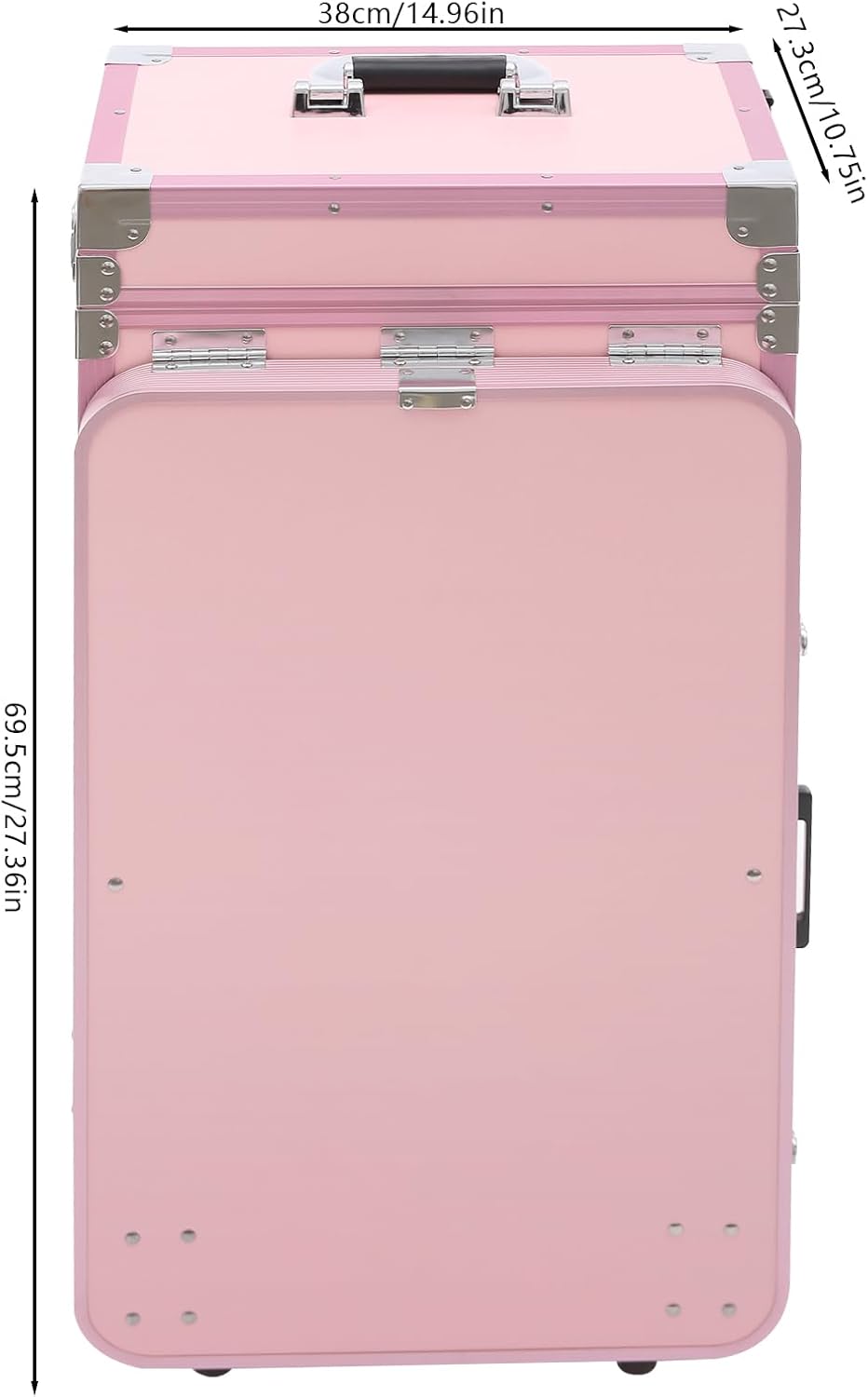 Makeup Train Case With 4 Universal Wheels,Portablel Makeup Suitcase With Drawers,Unfold Table And Makeup Mirror,Rolling Cosmetic Storage Organizer For Artist,Hairstylist,Etc (Pink)